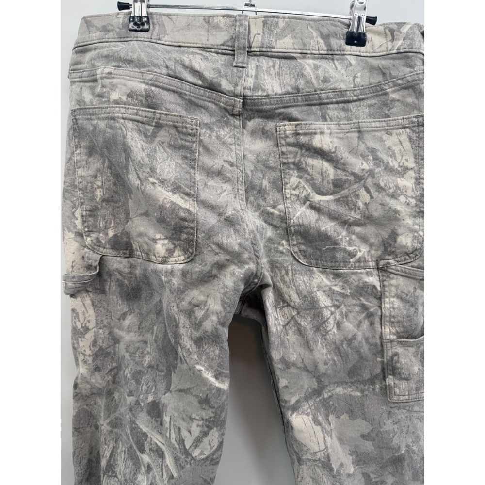 Hollister Mens Loose Fit Carpenter Pants Grey Leaf Camo Utility Trousers 32x30 - Picture 3 of 8